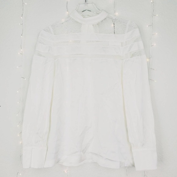 Sandro Paris Mirtylles White Floral Lace Viscose Satin Blouse NWT Small NEW Ecru - Picture 2 of 16